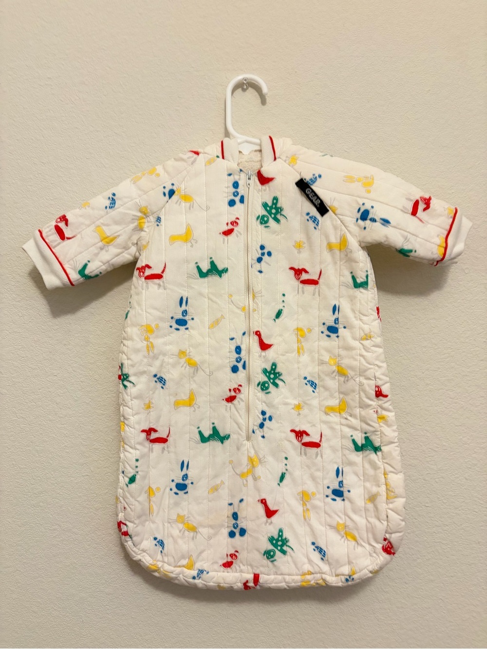 Vintage Baby Quilted Sleep Sack with Colorful Animal Print